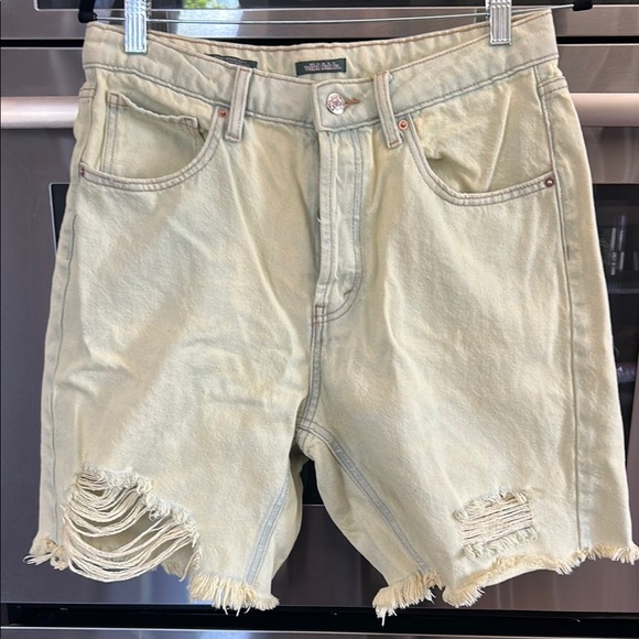 Wild Fable Tan and Green Bermudas with Distressed‎ Raw Hem - Picture 1 of 6